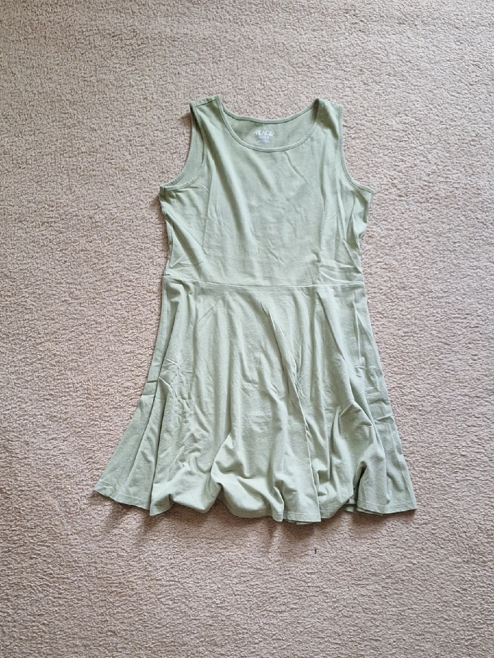 Place Neutral Sage Crewneck Fit And Flare Dress
